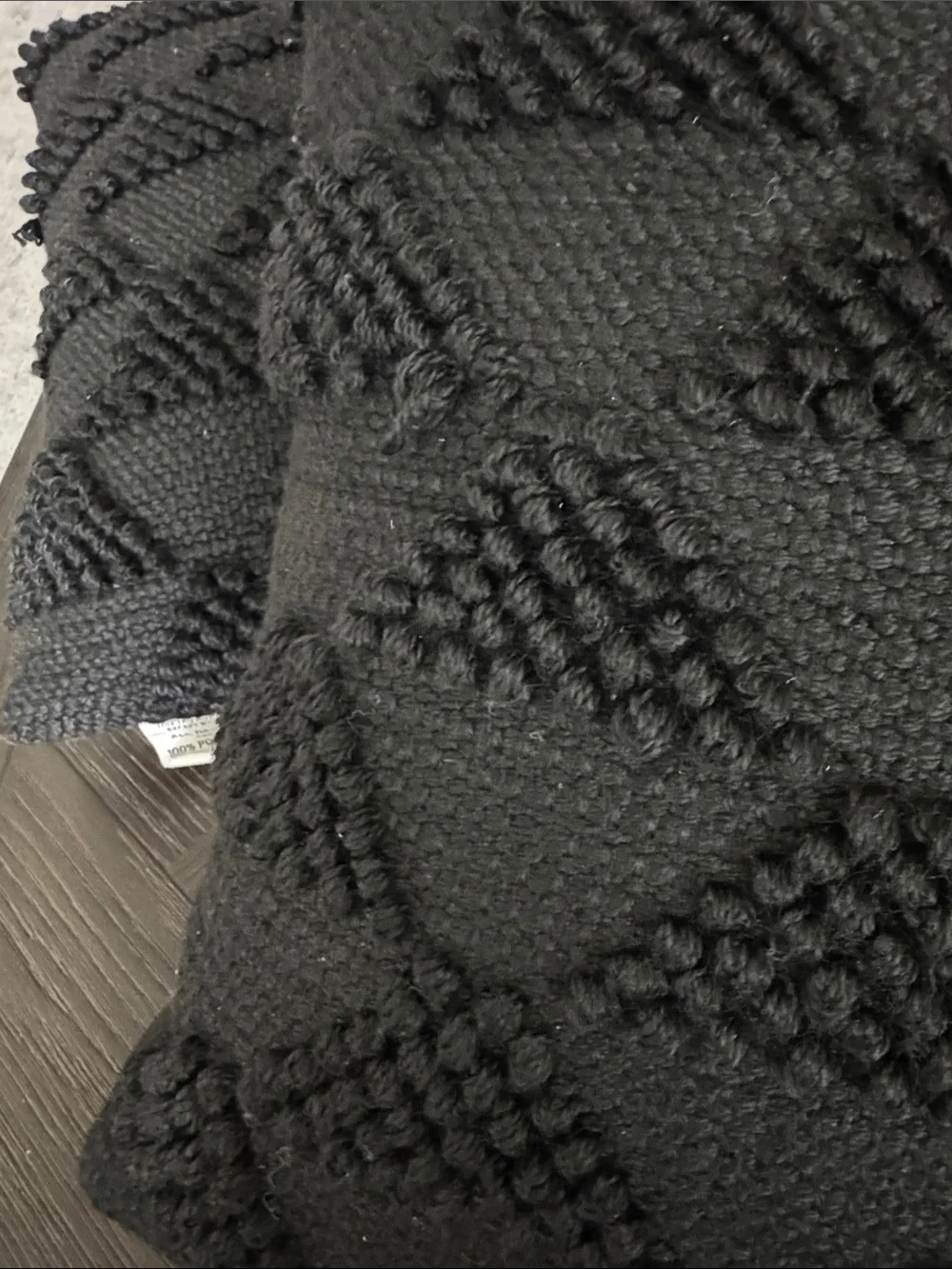 Original 21 Black Indoor Outdoor Throw Pillows Set of 2 18x18 Textured Accent